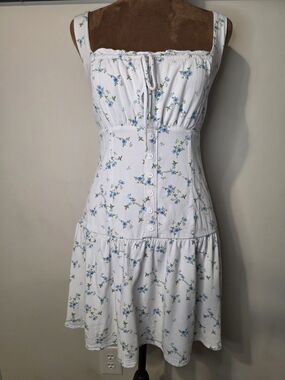 Wild Fable Blue Floral Babydoll Mini Dress | Cottagecore Coquette Sundress |